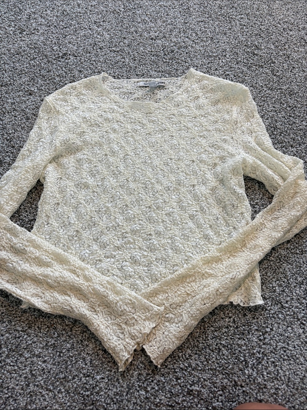 Urban Outfitters Cream Lace Cropped Layering Long Sleeve